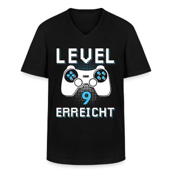 Level 9 Erreicht Gamer - Männer-T-Shirt mit V-Ausschnitt - Schwarz - Vorne - AI Model Male 178 dark (178cm)