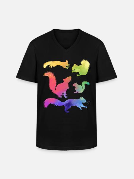 Funny squirrels, cute - Men's V-Neck T-Shirt - black
