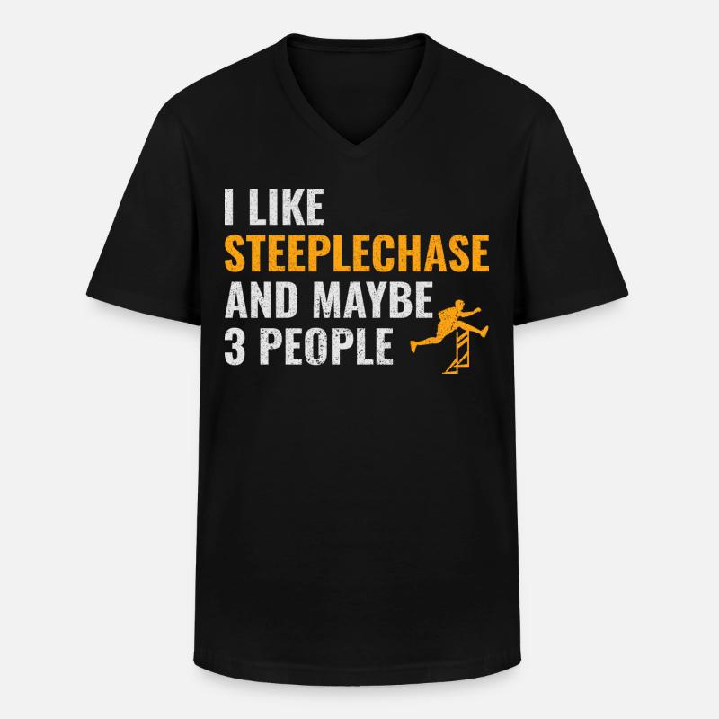 Hindernislauf Hindernislauf Leichtathletik - Männer-T-Shirt mit V-Ausschnitt - Schwarz