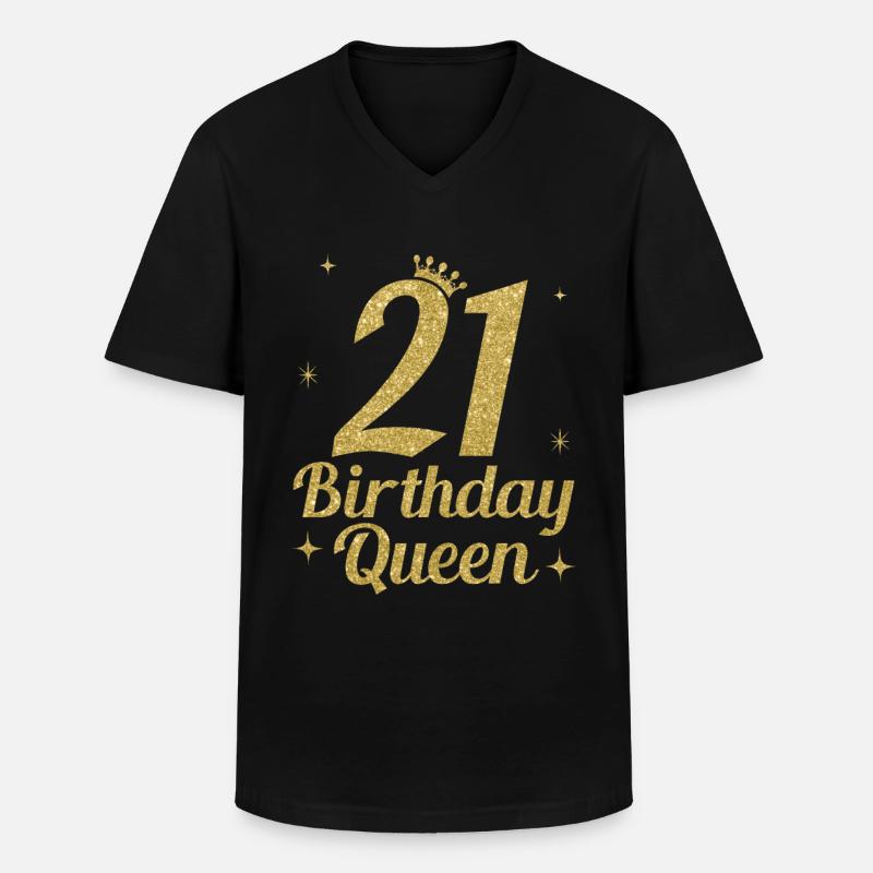 Birthday Queen 21 - Männer-T-Shirt mit V-Ausschnitt - Schwarz