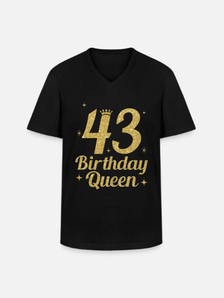 Birthday Queen 43 - Men's V-Neck T-Shirt - black