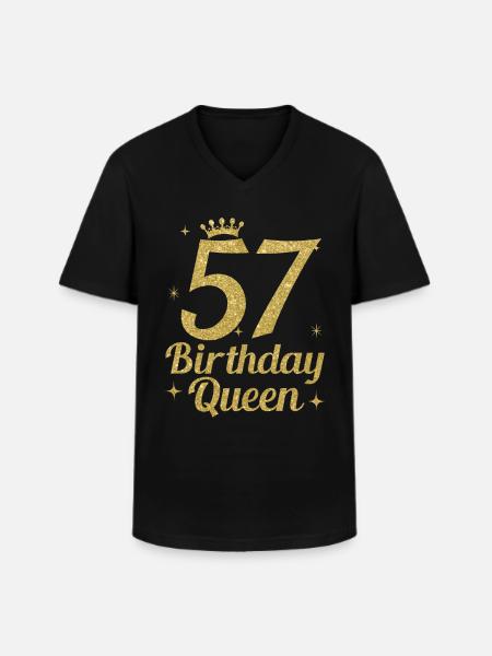 Birthday Queen 57 - Men's V-Neck T-Shirt - black