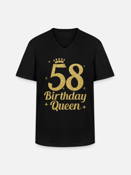 Birthday Queen 58 - Men's V-Neck T-Shirt - black