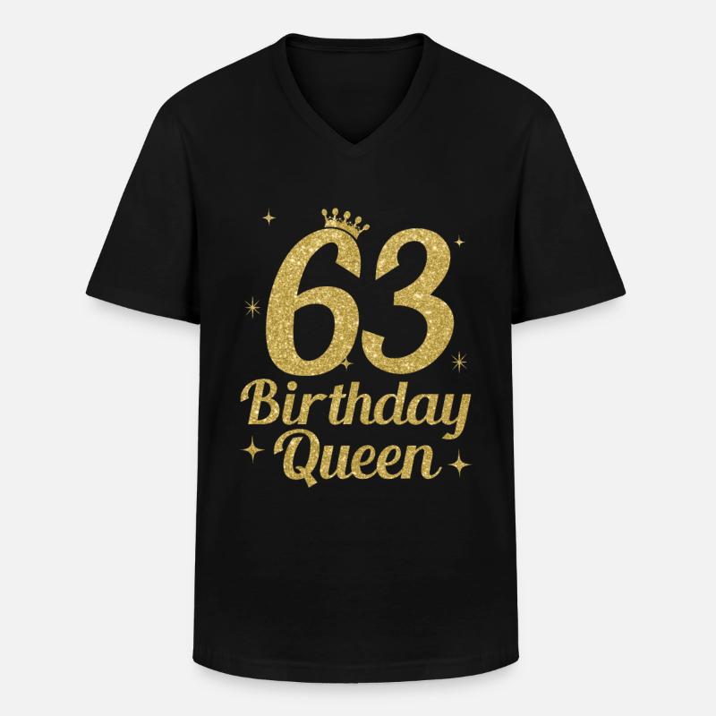 Birthday Queen 63 - Männer-T-Shirt mit V-Ausschnitt - Schwarz