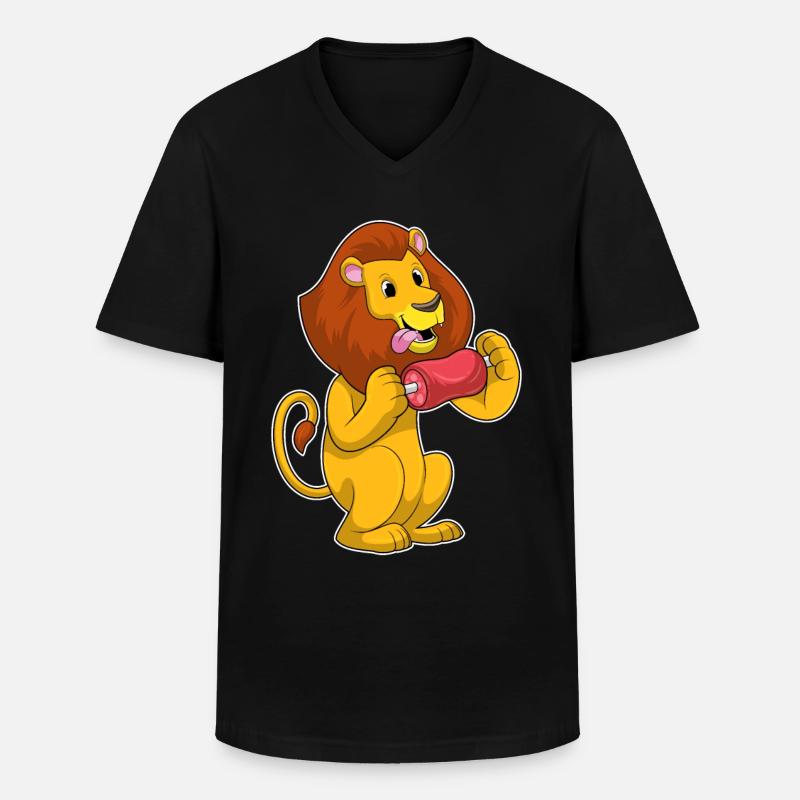 Löwe mit Fleisch - Männer-T-Shirt mit V-Ausschnitt - Schwarz