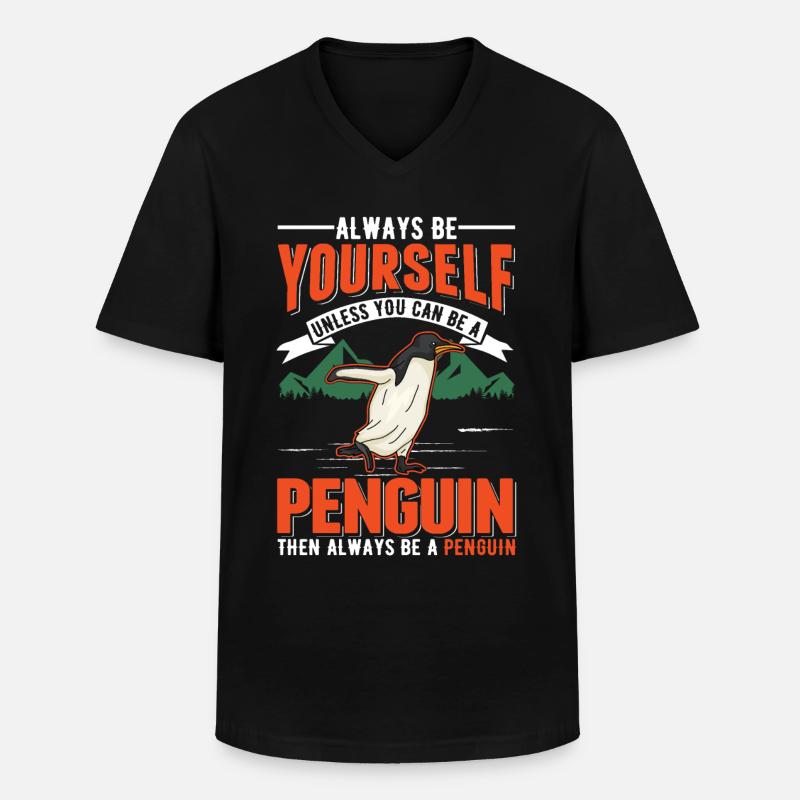 Pinguin Geschenk Penguin - Männer-T-Shirt mit V-Ausschnitt - Schwarz