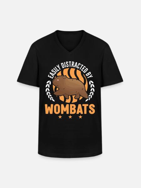Easily distracted by Wombats - Männer-T-Shirt mit V-Ausschnitt - Schwarz