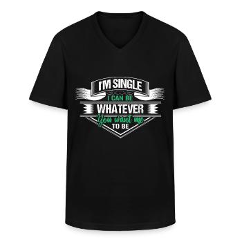 Idée de cadeau de relation solo célibataire - T-shirt col V Homme - noir - Devant - AI Model Male 178 dark (178cm)