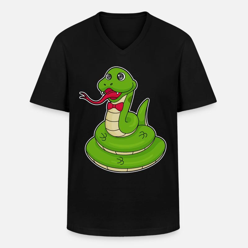 Snake with loop - Men's V-Neck T-Shirt - black