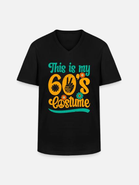 60'erne 1960'erne Tressernes fest outfit kostume - Klassisk herre T-shirt med V-udskæring - sort