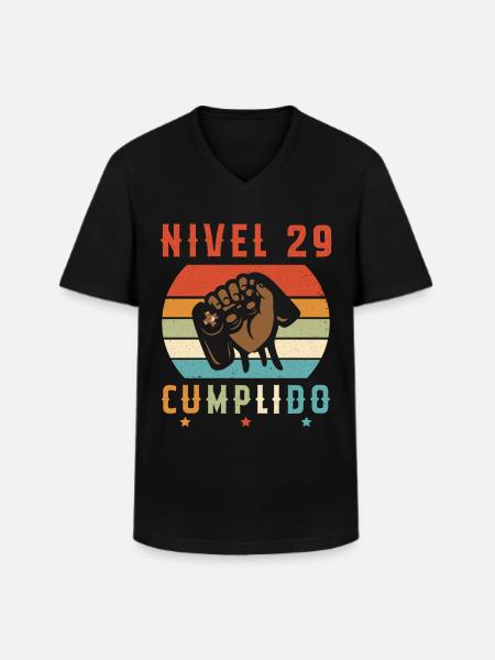 Niveau 29 Complet - T-shirt col V Homme - noir