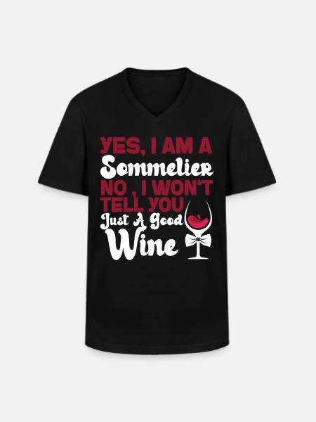 Sommelier Wine Drinking Tasting - Men's V-Neck T-Shirt - black