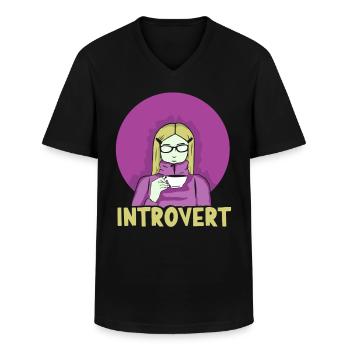 Sarcasme introverti Timide introverti - T-shirt col V Homme - noir - Devant - AI Model Male 178 dark (178cm)
