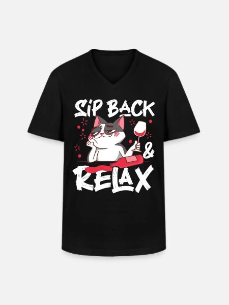 Sommelier Wine Drinking Tasting - Men's V-Neck T-Shirt - black