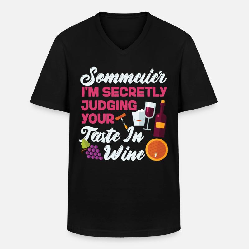 Sommelier Wine Drinking Tasting - Men's V-Neck T-Shirt - black