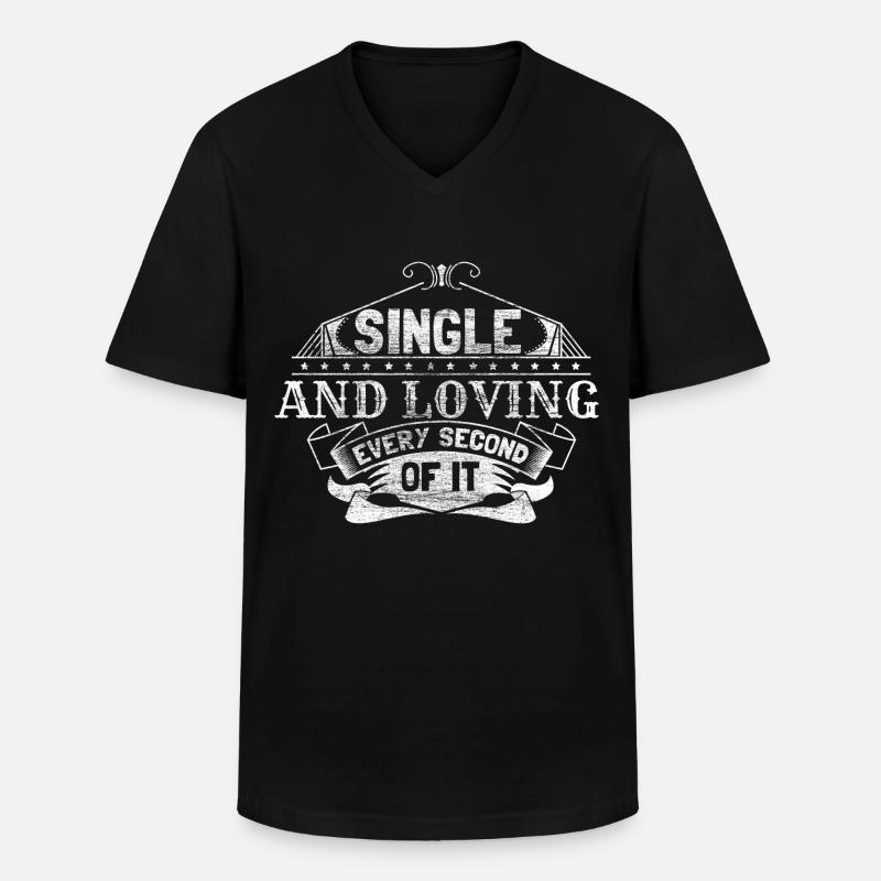 Single Solo Partnerschaft - Männer-T-Shirt mit V-Ausschnitt - Schwarz
