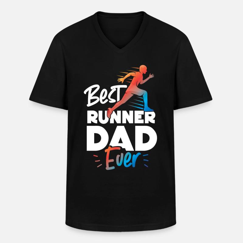 Running Runner Half Marathon Dad - Männer-T-Shirt mit V-Ausschnitt - Schwarz