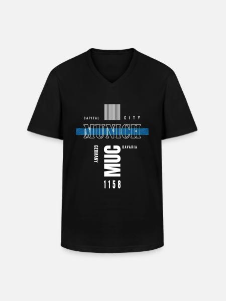 Munich Bavière Munich Bavière Capitale - T-shirt col V Homme - noir