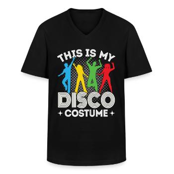 Disco 80er 70er Jahre Disko Party Outfit Diskothek - Männer-T-Shirt mit V-Ausschnitt - Schwarz - Vorne - AI Model Male 178 dark (178cm)