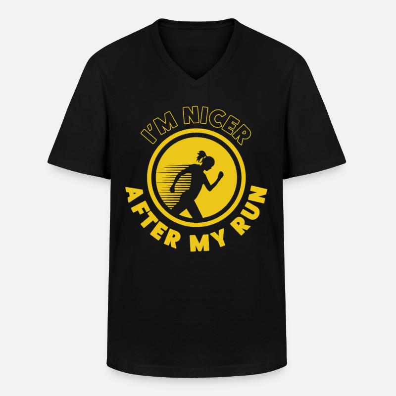 Running Runner Half Marathon - Männer-T-Shirt mit V-Ausschnitt - Schwarz