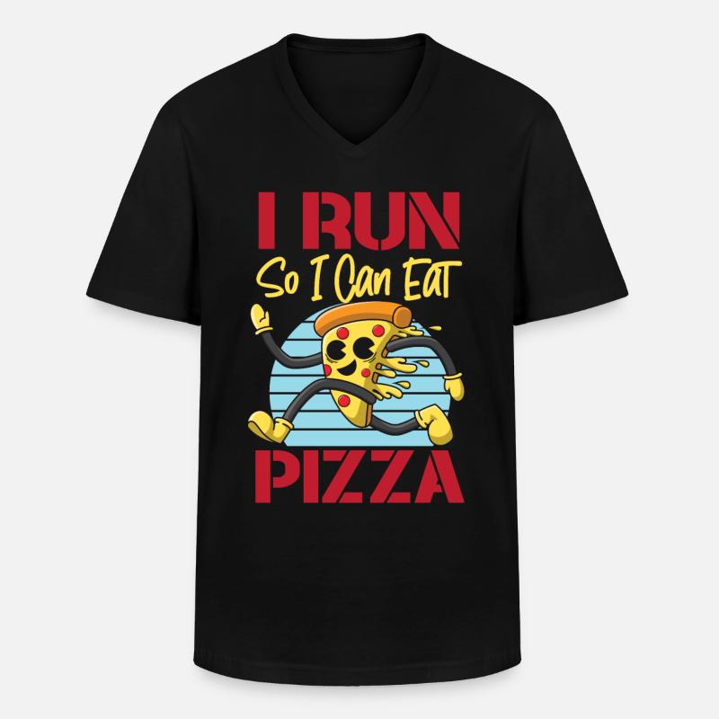 Running Runner Half Marathon Pizza - Männer-T-Shirt mit V-Ausschnitt - Schwarz