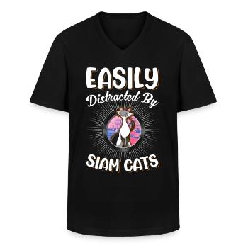 Siamkatze Siam Cat Siamesische Katze - Männer-T-Shirt mit V-Ausschnitt - Schwarz - Vorne - AI Model Male 178 dark (178cm)