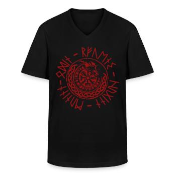 Odin Ravens Huginn und Muninn Viking Mythos - Männer-T-Shirt mit V-Ausschnitt - Schwarz - Vorne - AI Model Male 178 dark (178cm)