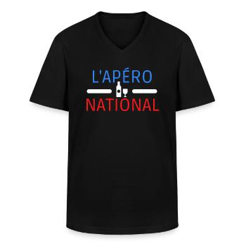 APERO NATIONAL - T-shirt col V Homme - noir - Devant - AI Model Male 178 dark (178cm)