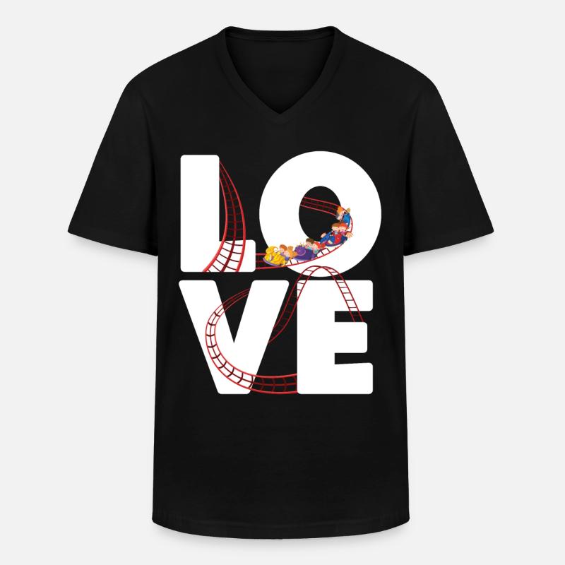 Roller Coaster Love - Männer-T-Shirt mit V-Ausschnitt - Schwarz