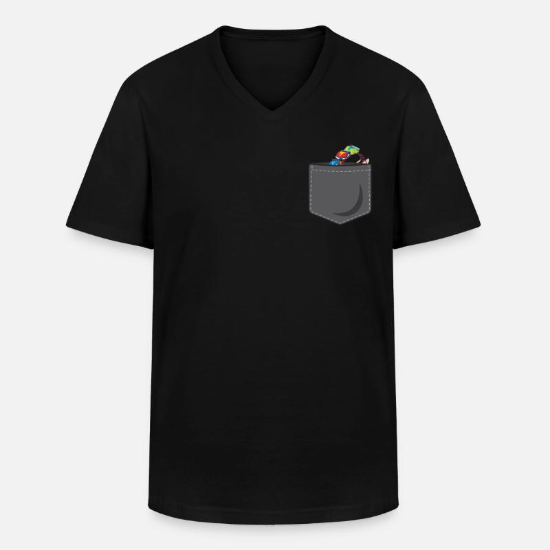 Roller Coaster Pocket - Männer-T-Shirt mit V-Ausschnitt - Schwarz