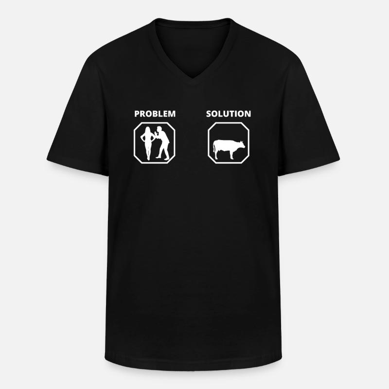 PROBLEM SOLUTION viande - T-shirt col V Homme - noir
