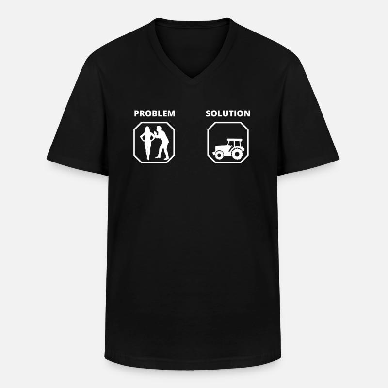 PROBLEMTRAKTOR-LÖSUNG - Männer-T-Shirt mit V-Ausschnitt - Schwarz