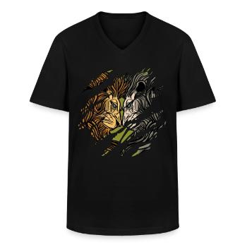 Lion Starredown kratzte die Klaue Leo MMA Fighter - Männer-T-Shirt mit V-Ausschnitt - Schwarz - Vorne - AI Model Male 178 dark (178cm)