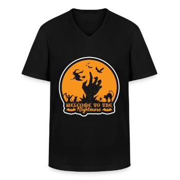 Scary halloween pumpkin witches zombie ghosts - Men's V-Neck T-Shirt - black - Front - AI Model Male 178 dark (178cm)