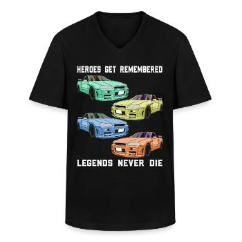 Sportwagen PS Tuner - Legende - Männer-T-Shirt mit V-Ausschnitt - Schwarz - Vorne - AI Model Male 178 dark (178cm)