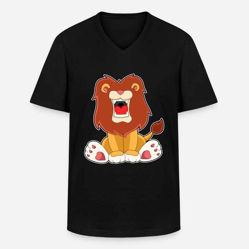 Brüllender Löwe - Männer-T-Shirt mit V-Ausschnitt - Schwarz