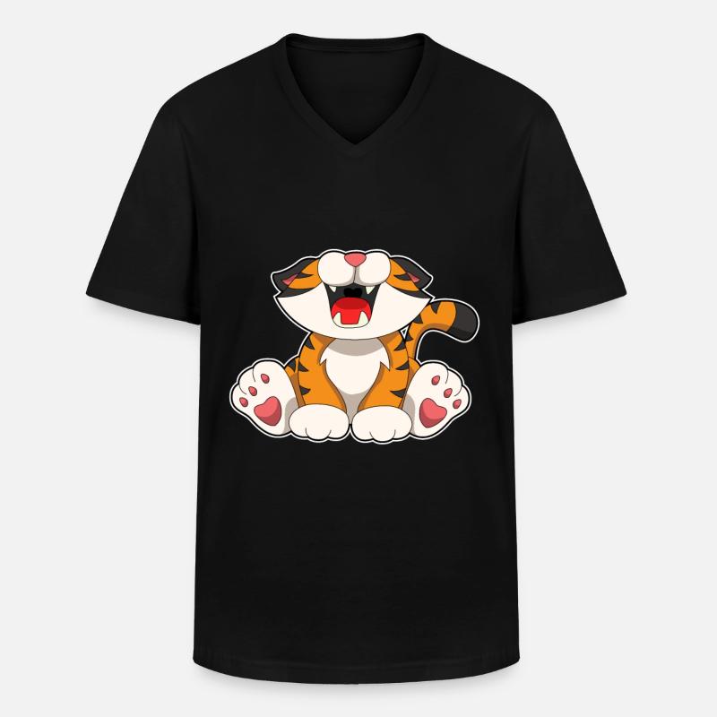 Brüllender Tiger - Männer-T-Shirt mit V-Ausschnitt - Schwarz