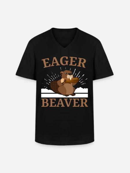 Eager Beaver Wildlife Animal Canada Dam Rodent - Men's V-Neck T-Shirt - black