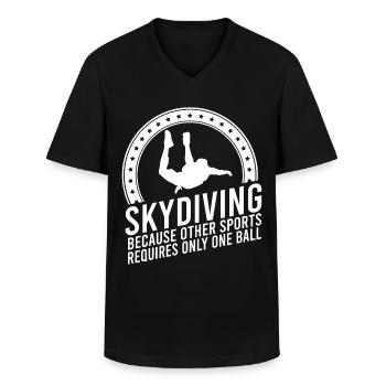 Skydive Freefly Fallschirmspringer Chemise Parachutisme - T-shirt col V Homme - noir - Devant - AI Model Male 178 dark (178cm)