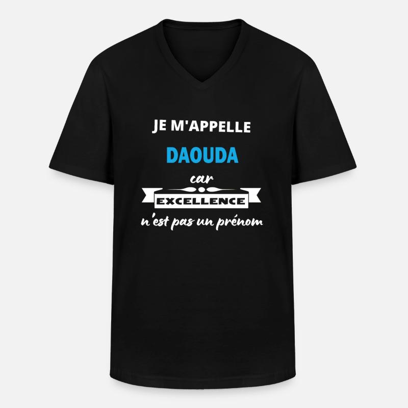 Je m'appelle excellence Daouda - T-shirt col V Homme - noir