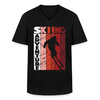Ski -Abenteuer Ski Winter Sport im Freien - Männer-T-Shirt mit V-Ausschnitt - Schwarz - Vorne - AI Model Male 178 dark (178cm)