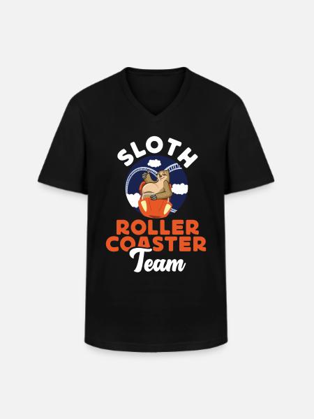 Roller Coaster Sloth Sloth Roller - Männer-T-Shirt mit V-Ausschnitt - Schwarz