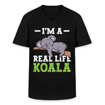 I Am A Real Koala Koalas Koala Bear Animal Cute - Men's V-Neck T-Shirt - black - Front - AI Model Male 178 dark (178cm)