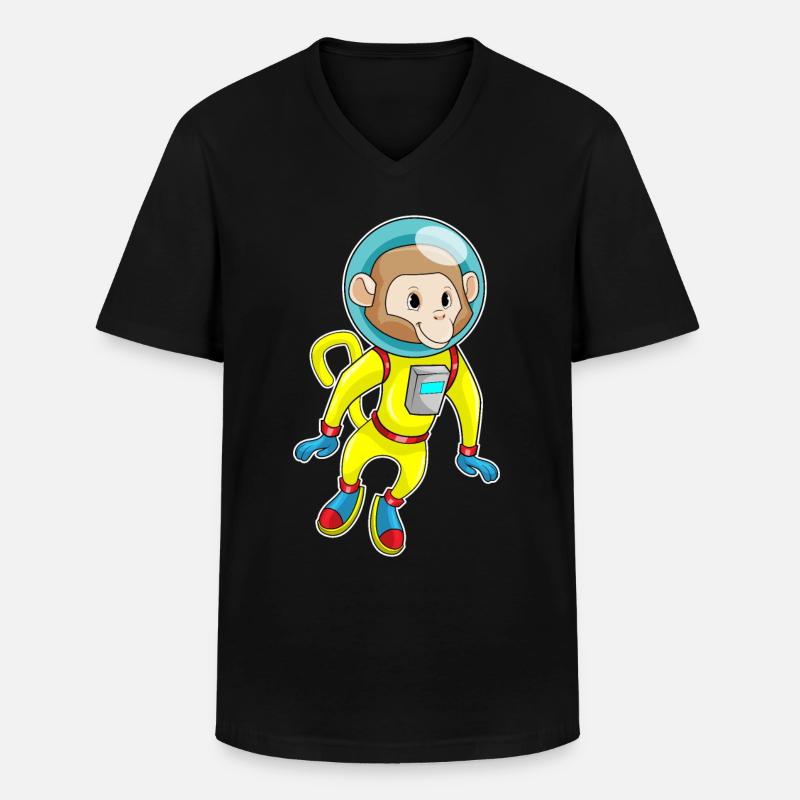 Affe als Astronaut - Männer-T-Shirt mit V-Ausschnitt - Schwarz