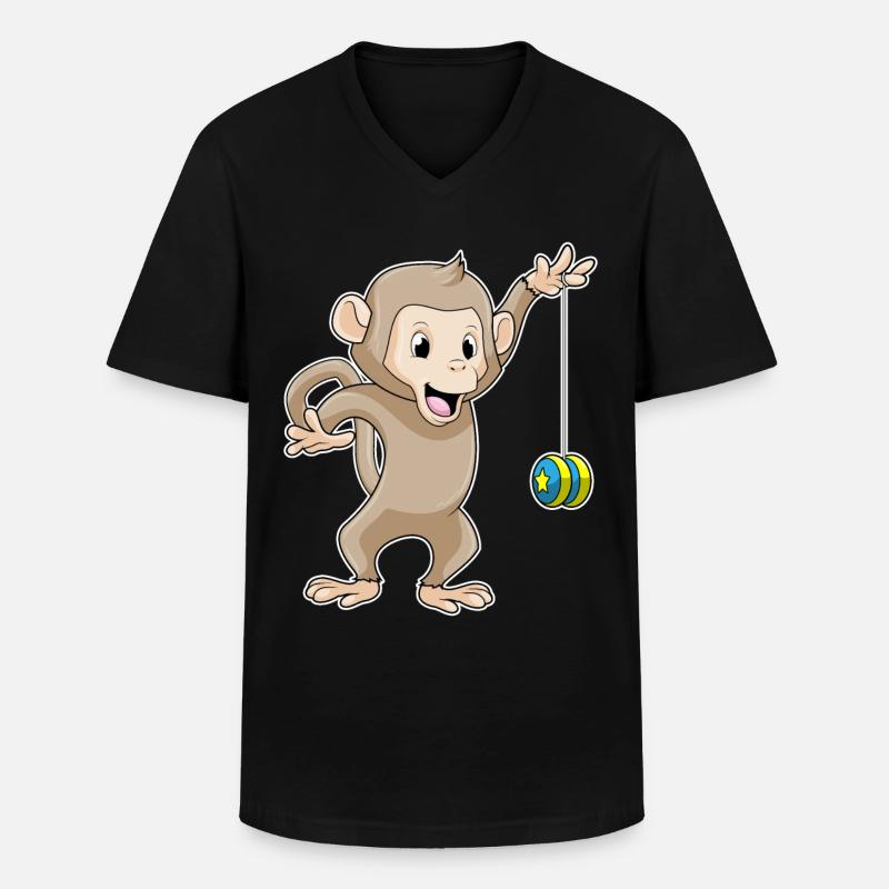 Affe mit Jojo - Männer-T-Shirt mit V-Ausschnitt - Schwarz