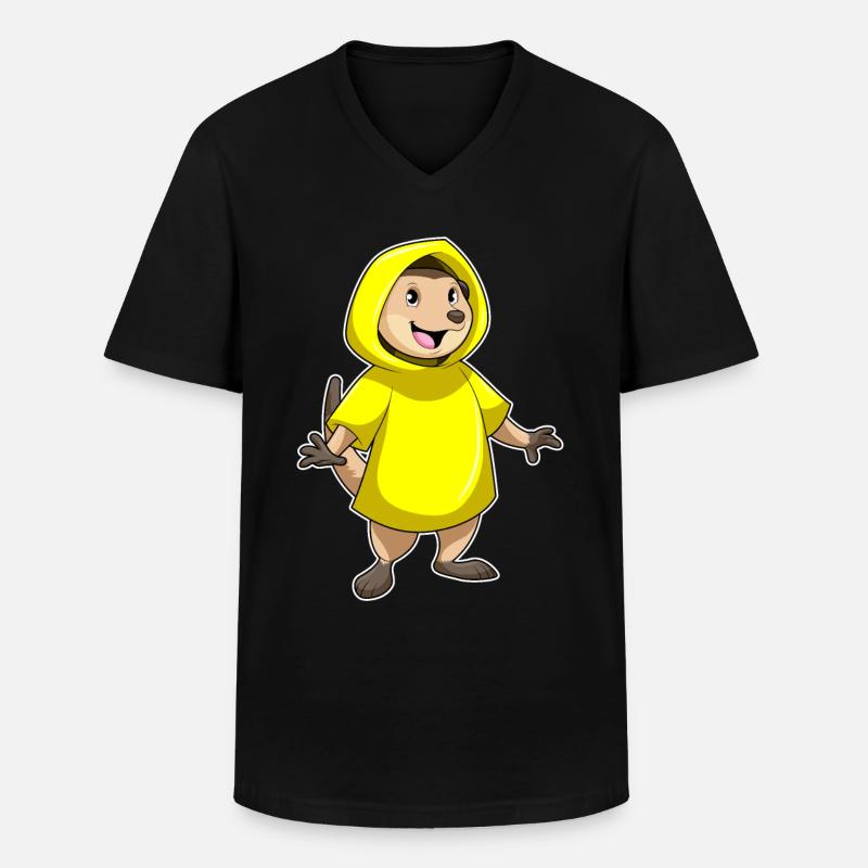 Erdmännchen mit Regenjacke - Männer-T-Shirt mit V-Ausschnitt - Schwarz