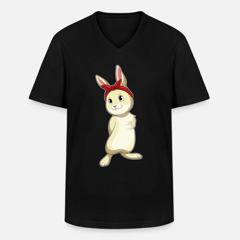 Rabbit with loop - Men's V-Neck T-Shirt - black