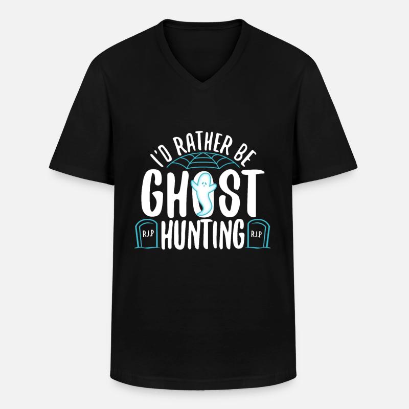 I'd Rather Be Ghost Hunting - Männer-T-Shirt mit V-Ausschnitt - Schwarz