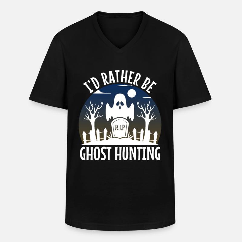 I'd Rather Be Ghost Hunting - Männer-T-Shirt mit V-Ausschnitt - Schwarz