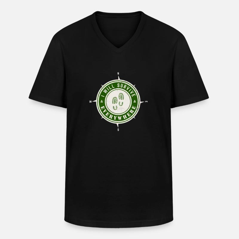 I will survive everywhere - Men's V-Neck T-Shirt - black